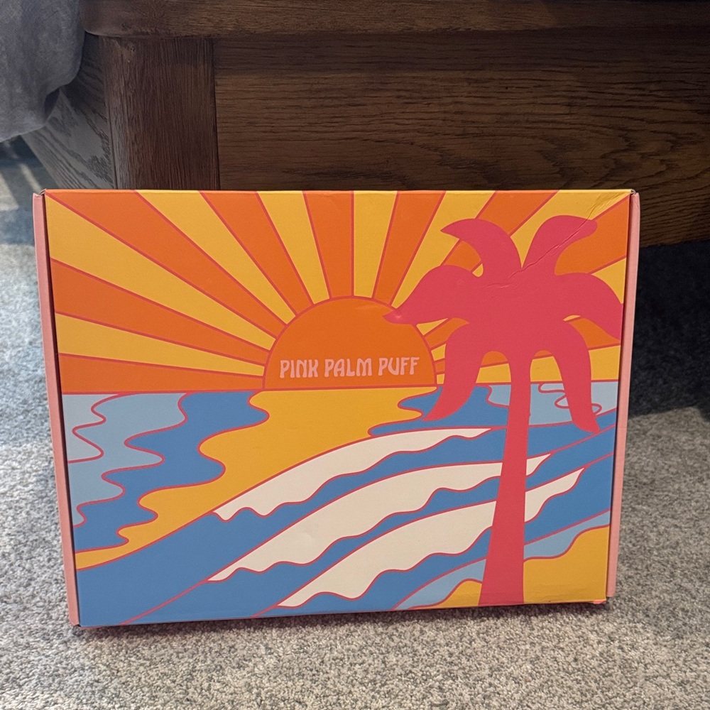 Pink Palm Puff Decorative Box - Multicolor